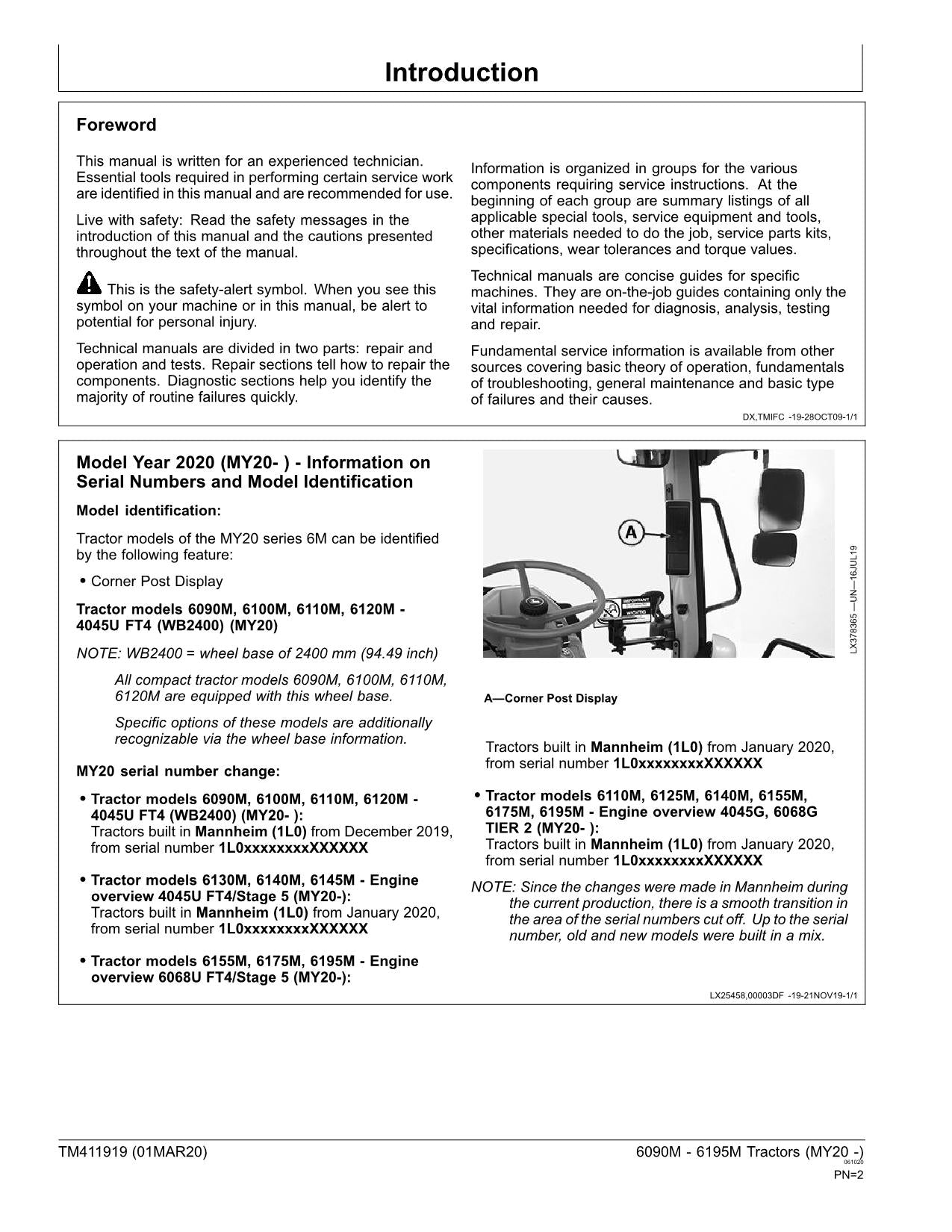 JOHN DEERE 6090M 6100M 6110M 6120M 6125M TRAKTOR-BETRIEBSTESTHANDBUCH