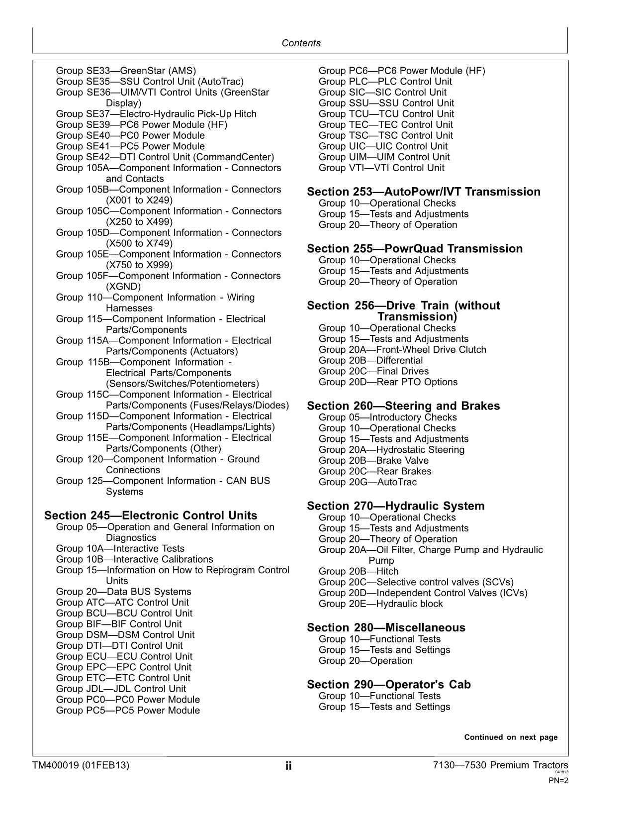 JOHN DEERE 7130 7230 7330 7430 7530 PREMIUM TRAKTOR BEDIENUNGSTESTHANDBUCH Nr. 2