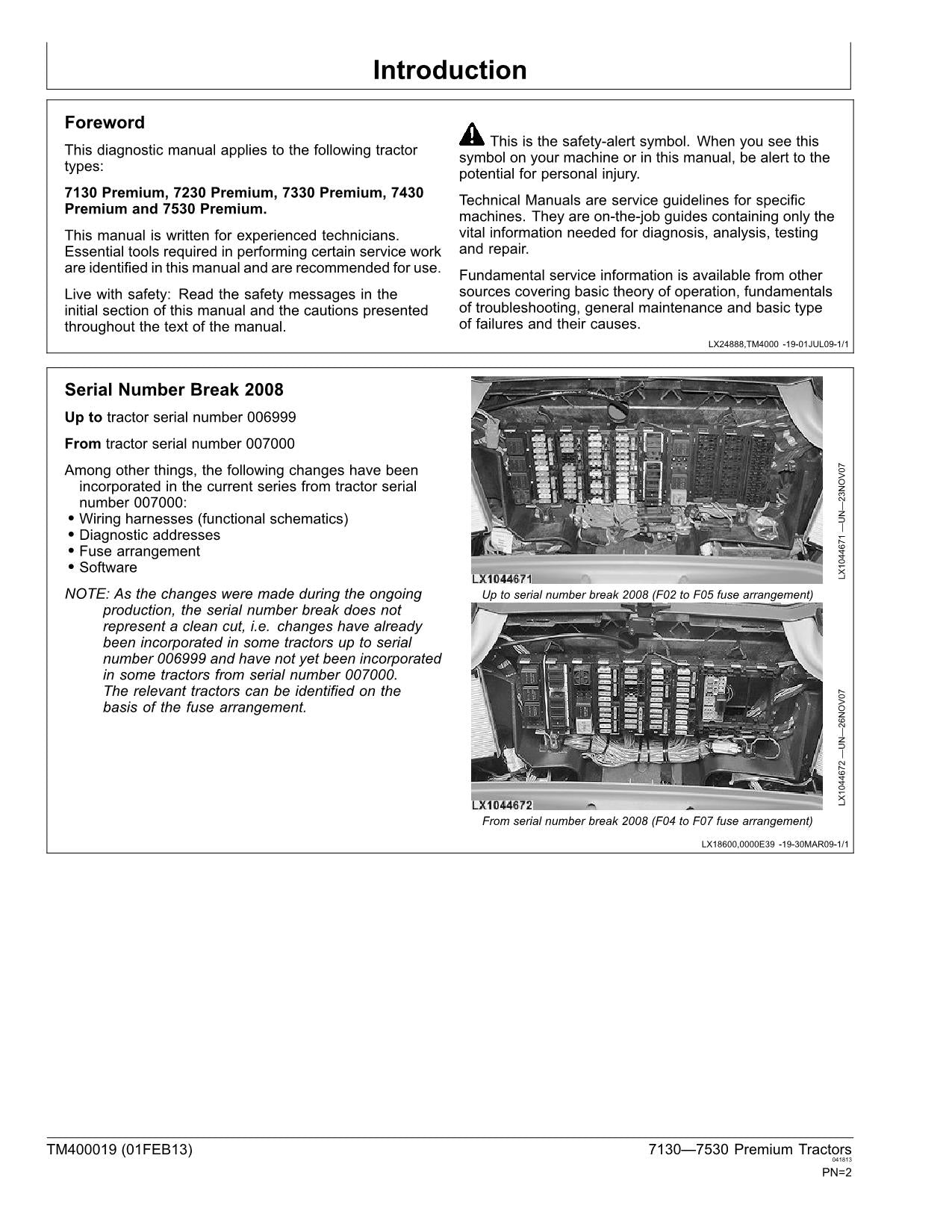 JOHN DEERE 7130 7230 7330 7430 7530 PREMIUM TRAKTOR BEDIENUNGSTESTHANDBUCH Nr. 2