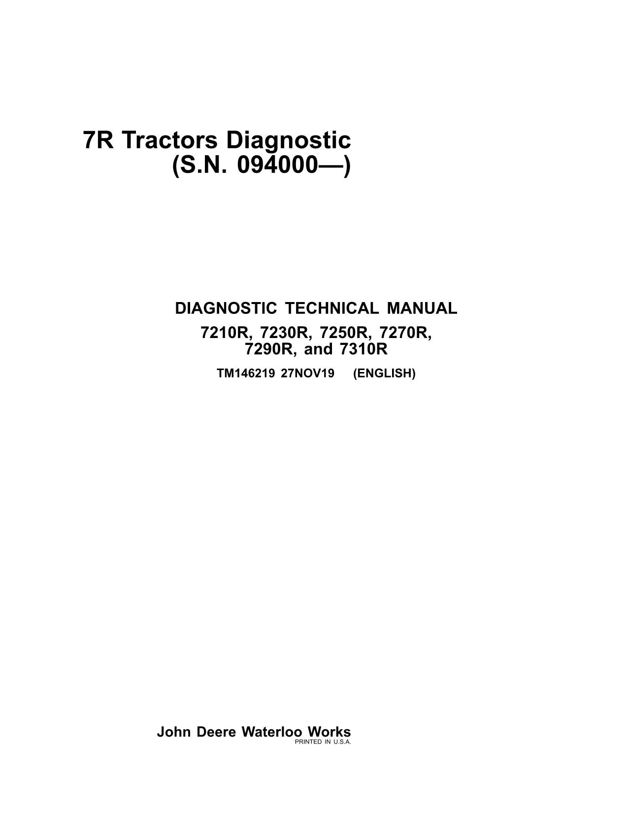 JOHN DEERE 7210R 7230R 7250R 7270R 7290R 7310R TRAKTOR-BETRIEBSTESTHANDBUCH