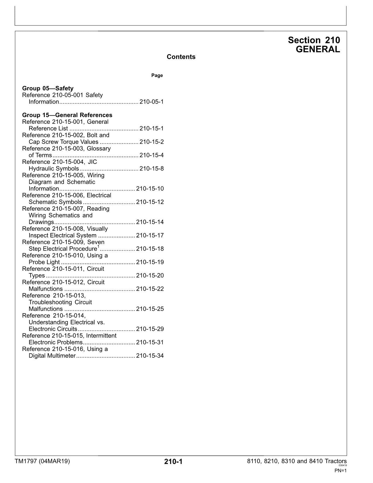 JOHN DEERE 8110  8210  8310  8410 TRACTOR OPERATION TEST MANUAL #2