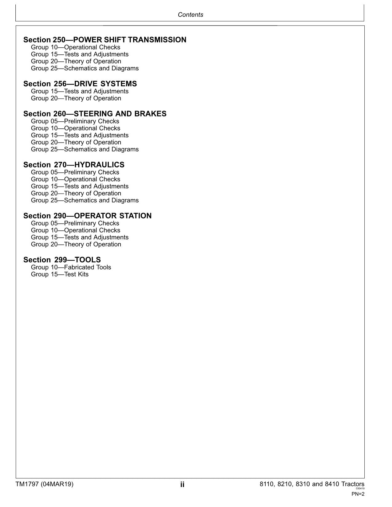 JOHN DEERE 8110  8210  8310  8410 TRACTOR OPERATION TEST MANUAL #2