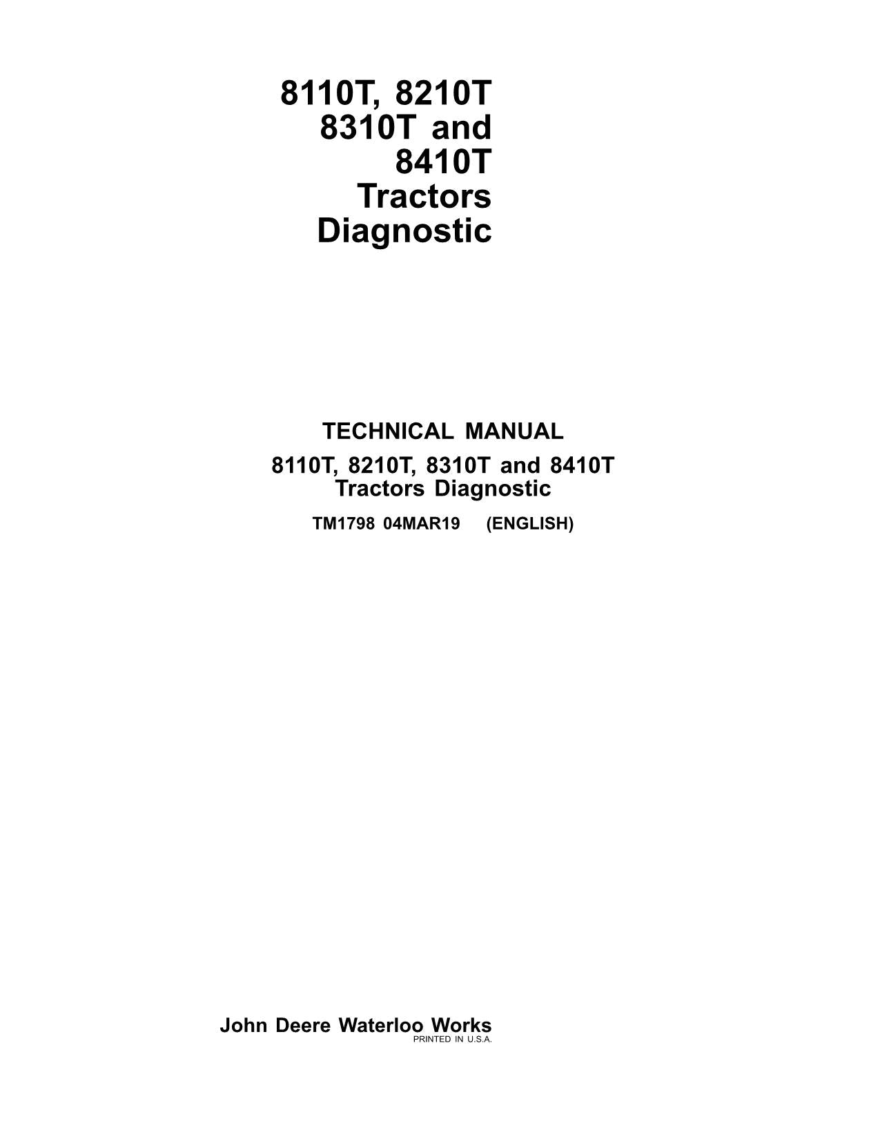 JOHN DEERE 8110T  8210T  8310T  8410T TRACTOR OPERATION TEST MANUAL 0 - 902000