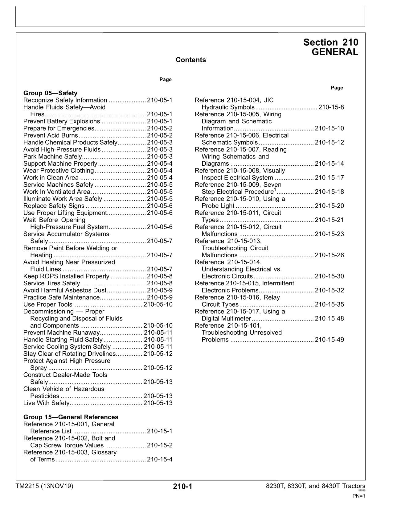 JOHN DEERE 8230T  8330T  8430T TRACTOR OPERATION TEST MANUAL