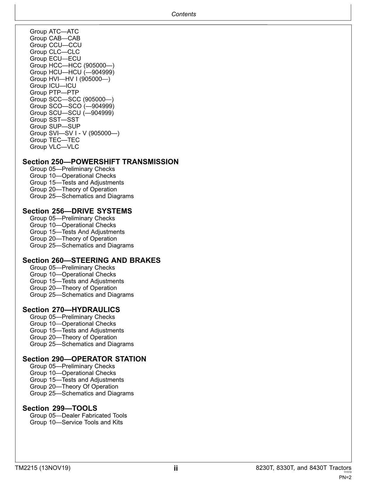 JOHN DEERE 8230T  8330T  8430T TRACTOR OPERATION TEST MANUAL