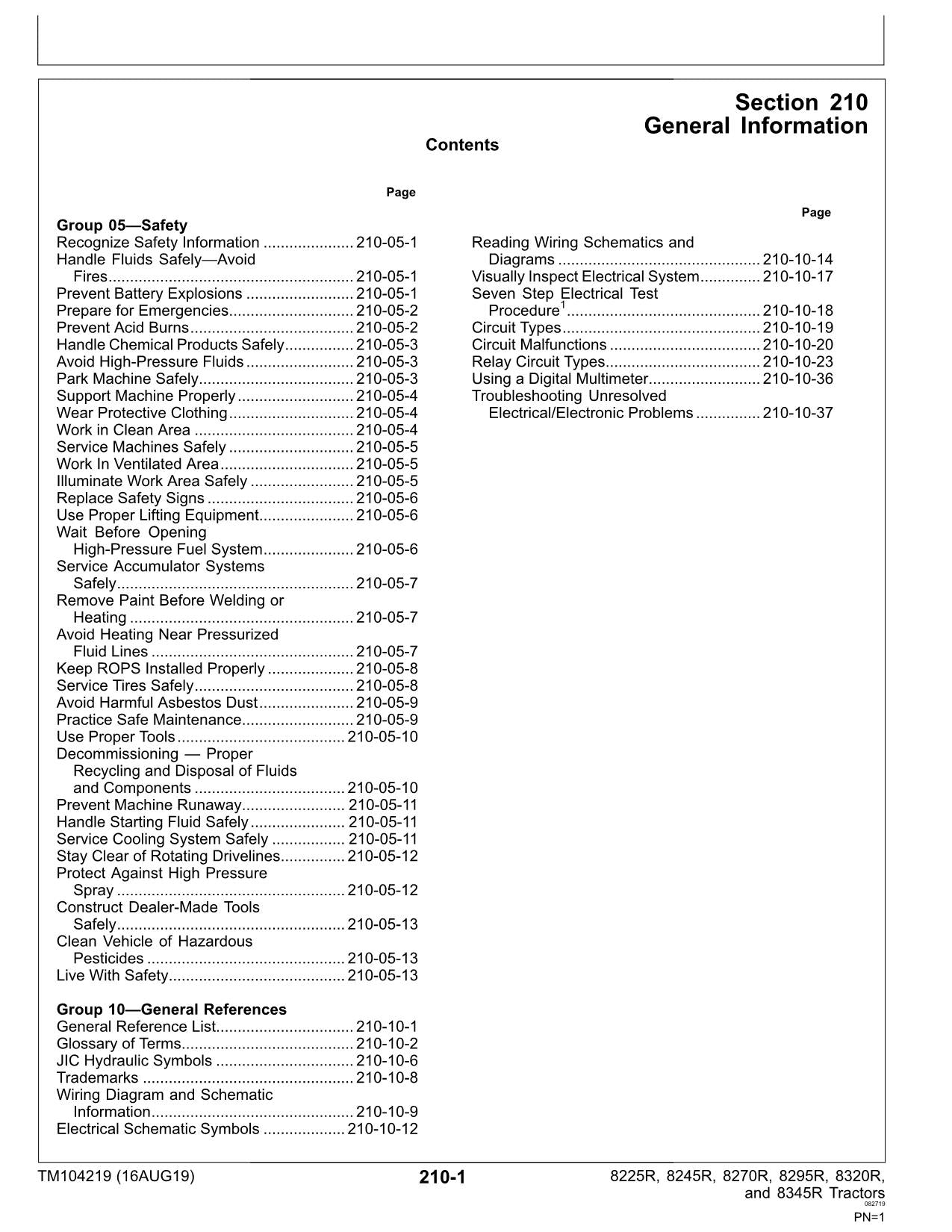 JOHN DEERE 8225R  8245R  8270R  8295R  8320R TRACTOR OPERATION TEST MANUAL #2