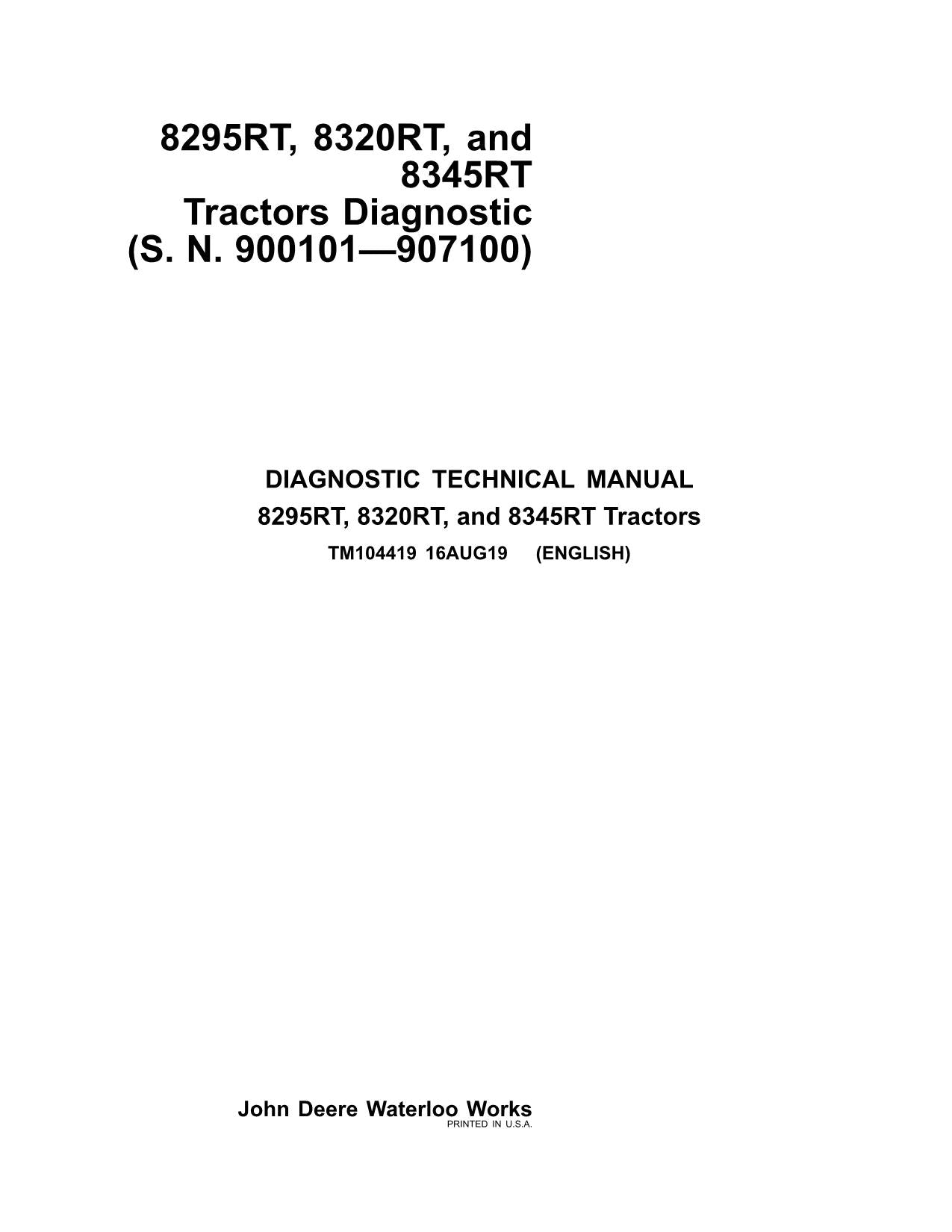 JOHN DEERE 8295RT  8320RT  8345RT TRACTOR OPERATION TEST MANUAL