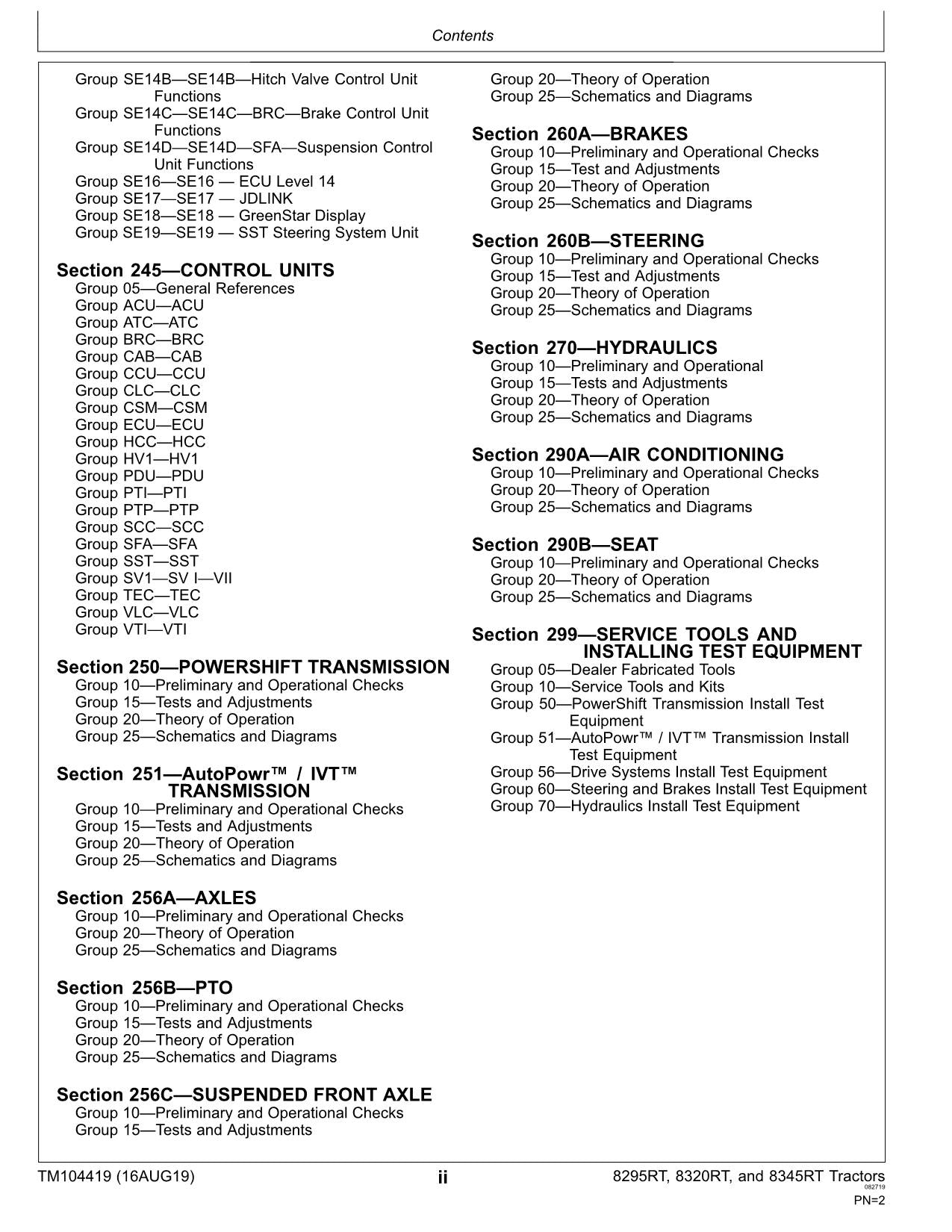 JOHN DEERE 8295RT  8320RT  8345RT TRACTOR OPERATION TEST MANUAL