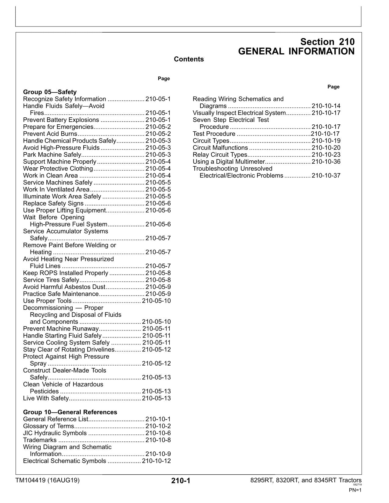 JOHN DEERE 8295RT  8320RT  8345RT TRACTOR OPERATION TEST MANUAL