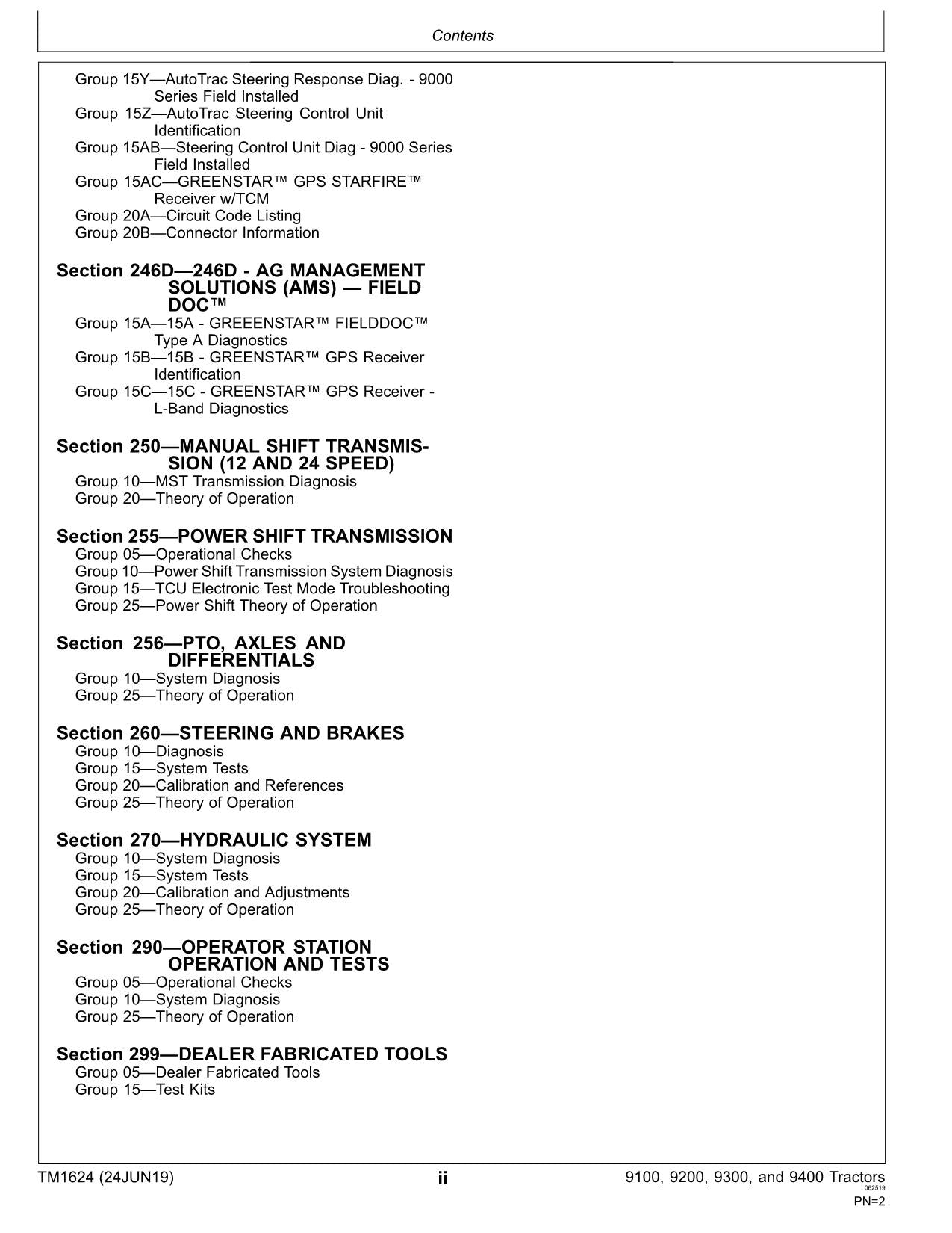 JOHN DEERE 9100  9200  9300  9400 TRACTOR OPERATION TEST MANUAL