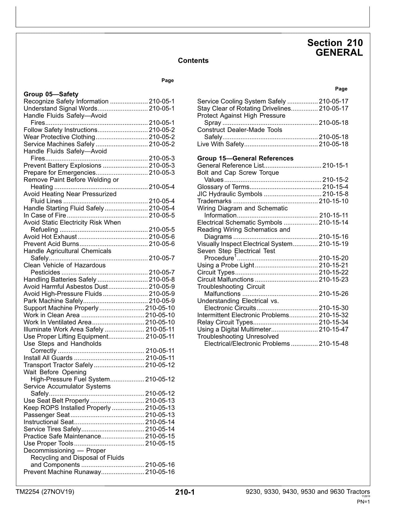 JOHN DEERE 9230 9330 9430 9530 9630 TRAKTOR-BETRIEBSTESTHANDBUCH