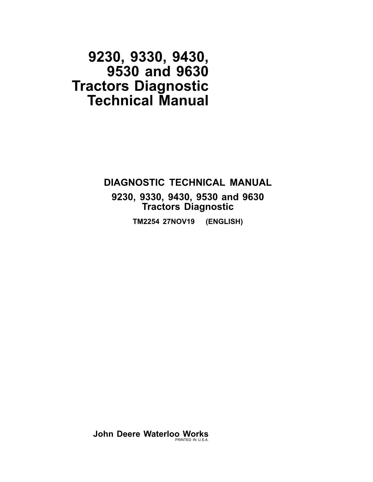 JOHN DEERE 9230 9330 9430 9530 9630 TRAKTOR-BETRIEBSTESTHANDBUCH