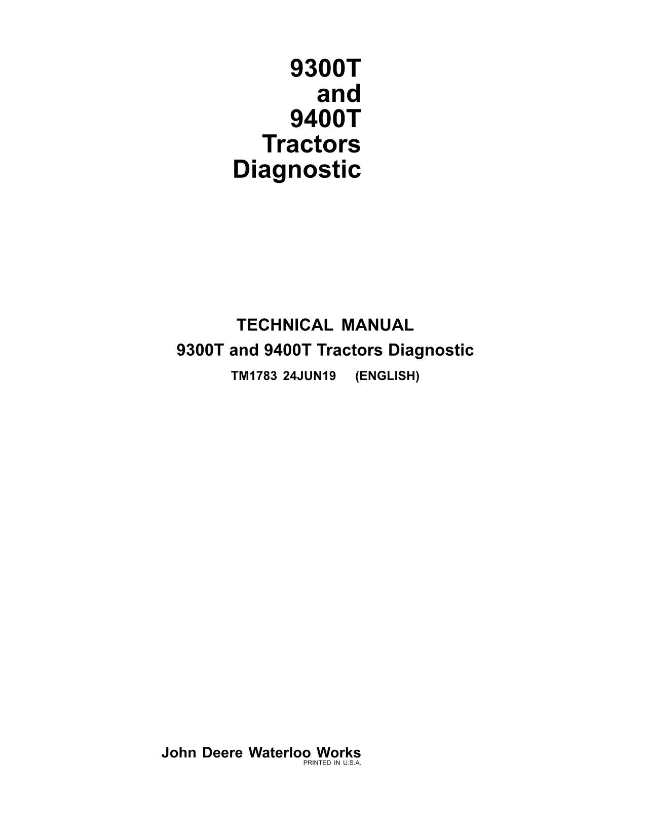 JOHN DEERE 9300T  9400T TRACTOR OPERATION TEST MANUAL #1