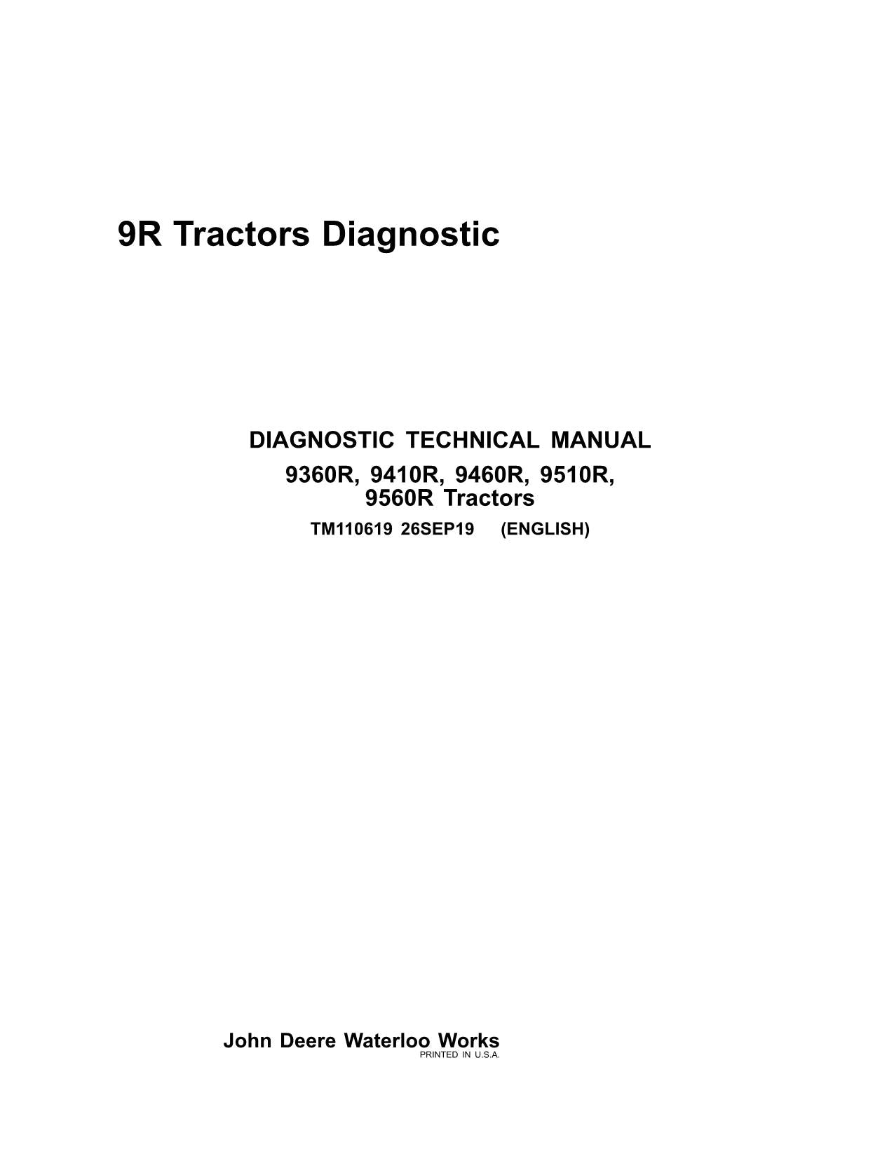 JOHN DEERE 9360R 9410R 9460R 9510R 9560R TRAKTOR-BETRIEBSTESTHANDBUCH