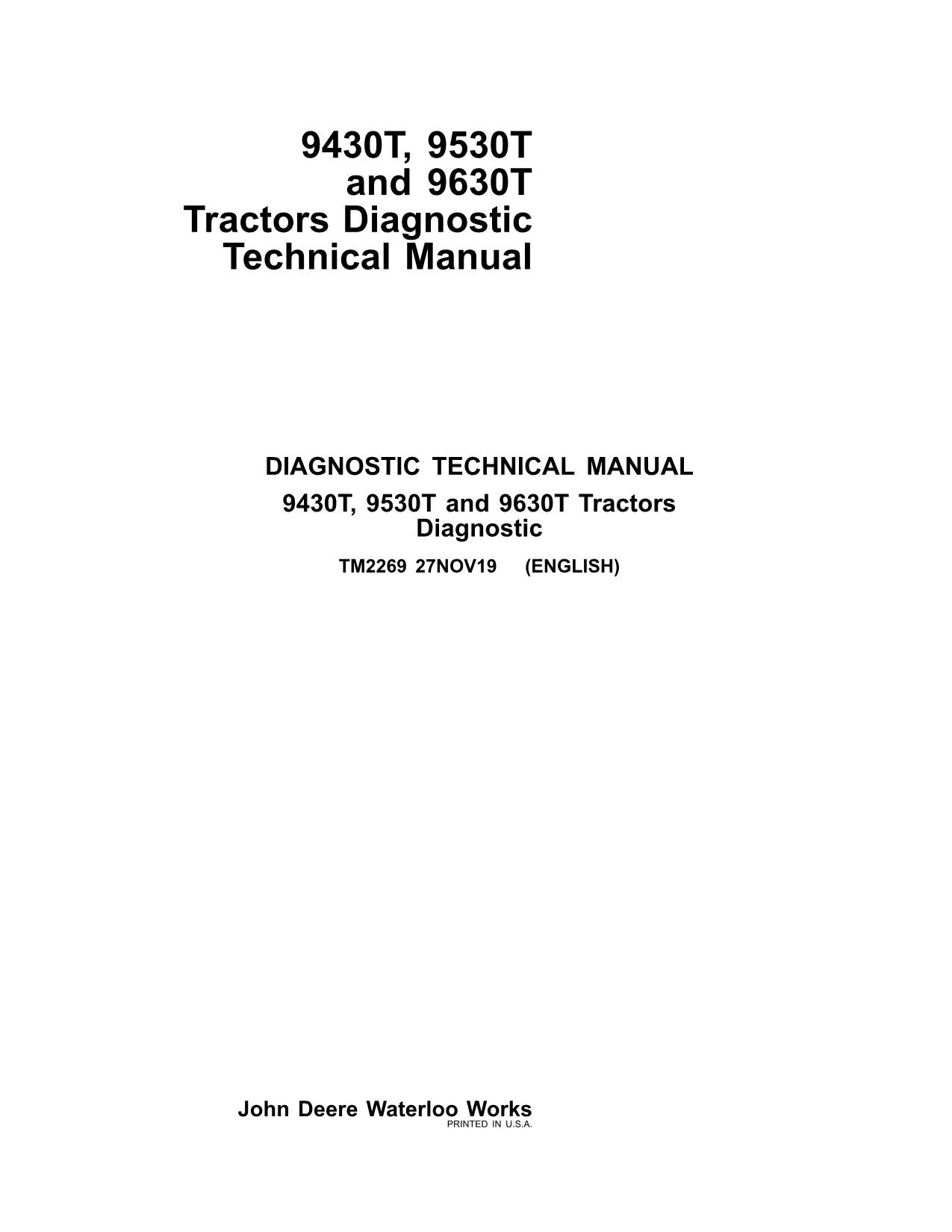 JOHN DEERE 9430T  9530T  9630T TRACTOR OPERATION TEST MANUAL