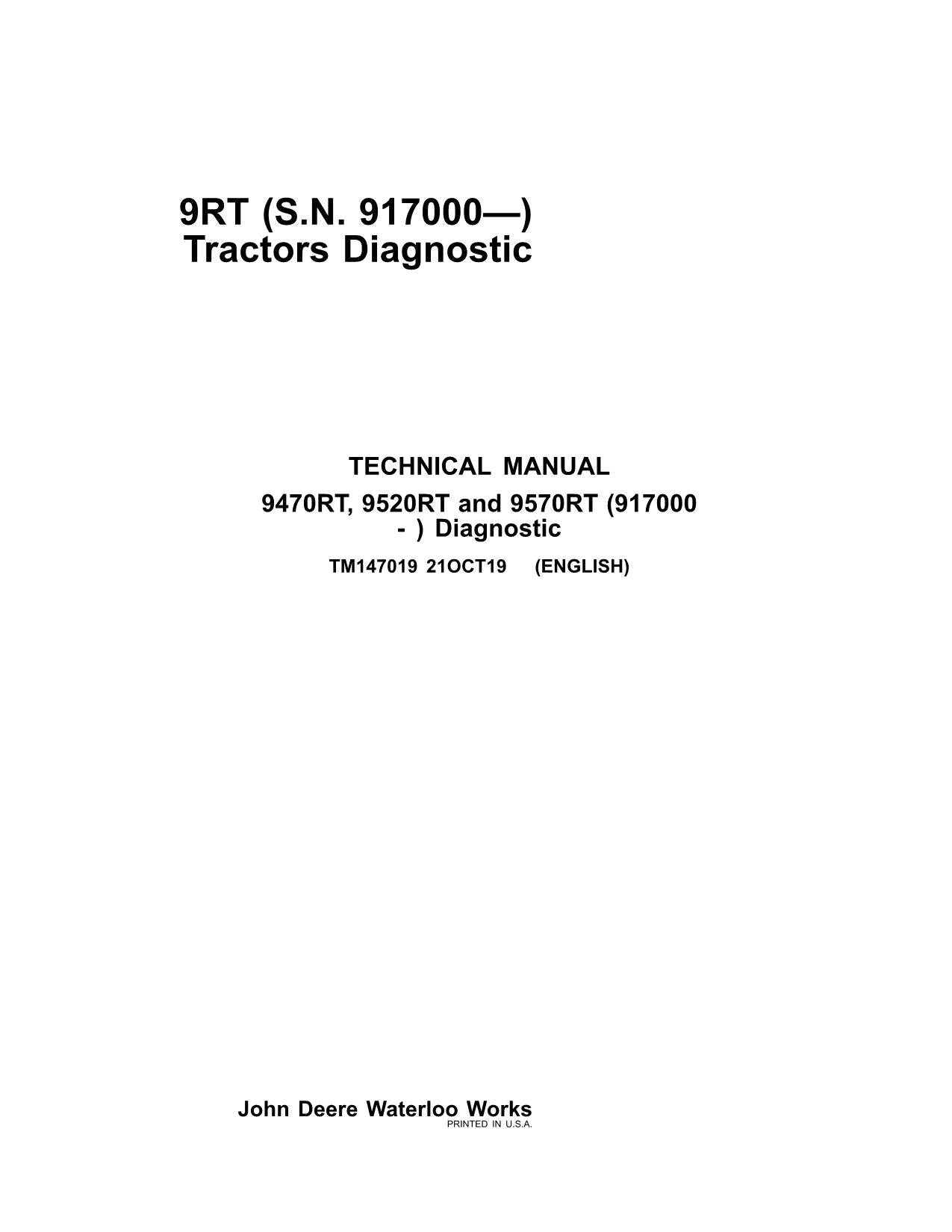 JOHN DEERE 9470RT 9520RT 9570RT TRAKTOR-BETRIEBSTESTHANDBUCH Nr. 2