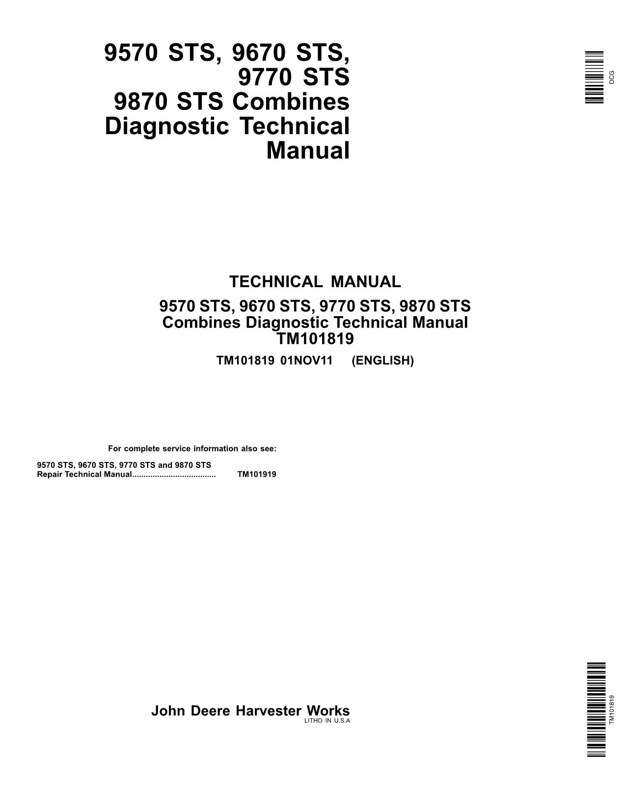 MANUEL DE DIAGNOSTIC DE LA MOISSONNEUSE-BATTEUSE JOHN DEERE 9570 STS 9670 STS 9770 STS 9870