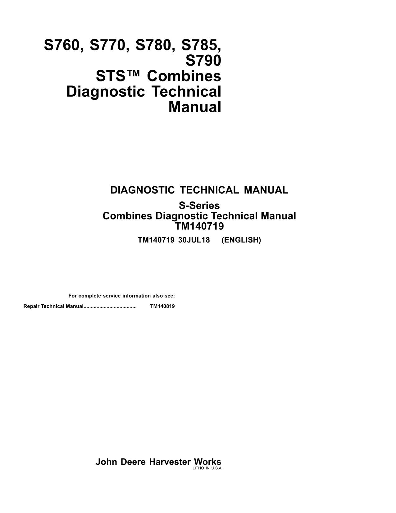 JOHN DEERE S760  S770  S780  S785  S790 COMBINE DIAGNOSTIC TECHNICAL MANUAL #1