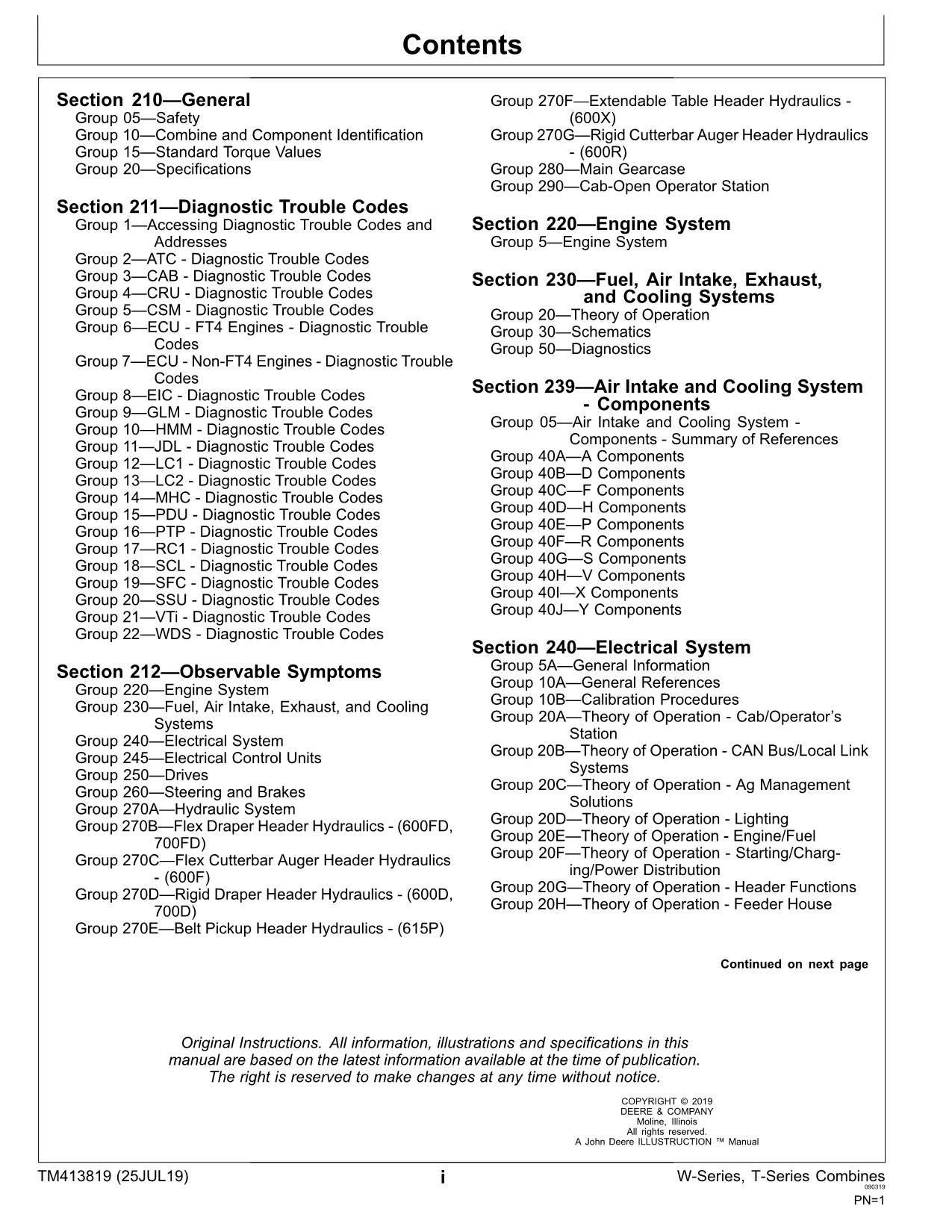 JOHN DEERE T550 T560 T660 T670 MÄHDRESCHER DIAGNOSEHANDBUCH TM413819