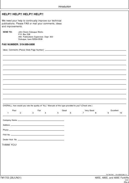 JOHN DEERE 485E 486E 488E FORKLIFT OPERATION TEST MANUAL