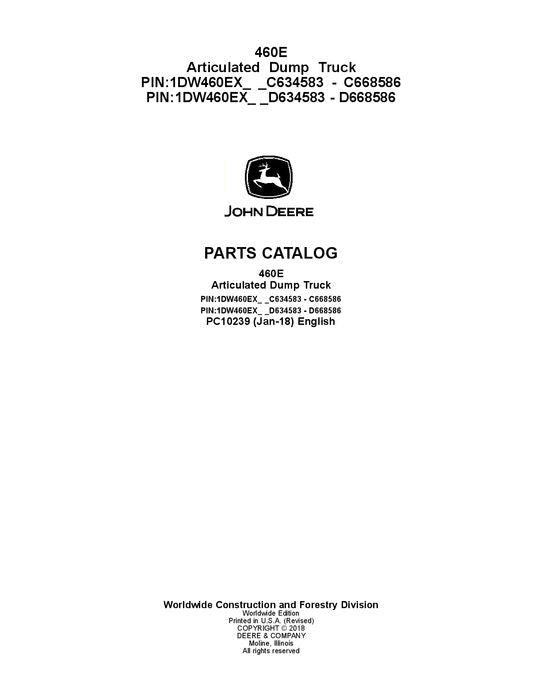 MANUEL DU CATALOGUE DES PIÈCES DE RECHANGE POUR CAMION À BENNE BASCULANTE JOHN DEERE 460E #1