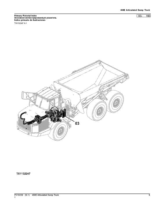 JOHN DEERE 460E DUMP TRUCK PARTS CATALOG MANUAL #1