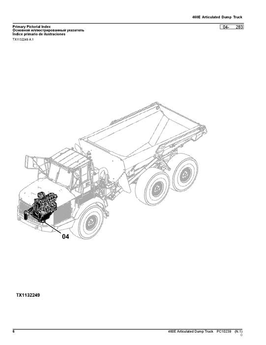 JOHN DEERE 460E DUMP TRUCK PARTS CATALOG MANUAL #1