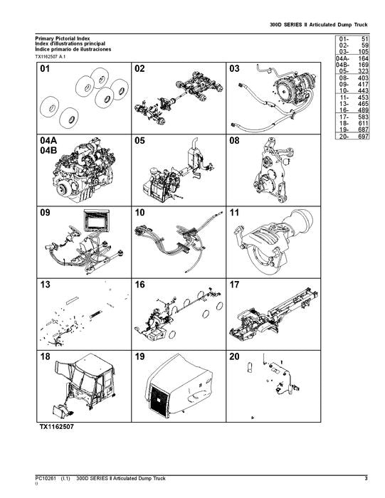 JOHN DEERE 300D DUMP TRUCK PARTS CATALOG MANUAL