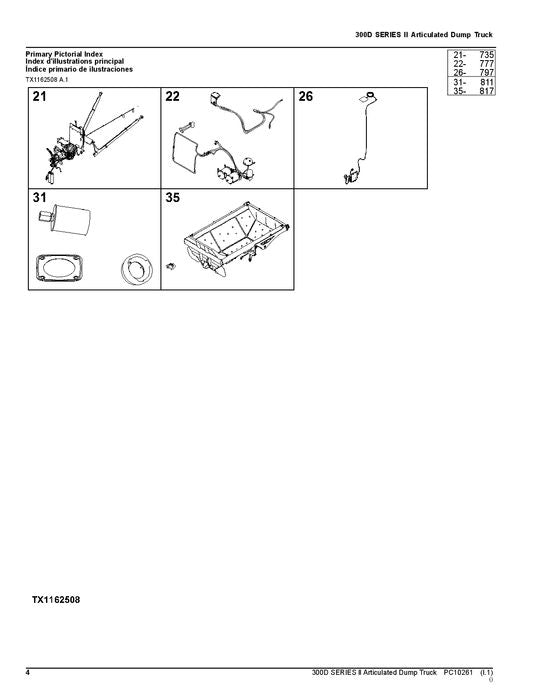 JOHN DEERE 300D DUMP TRUCK PARTS CATALOG MANUAL