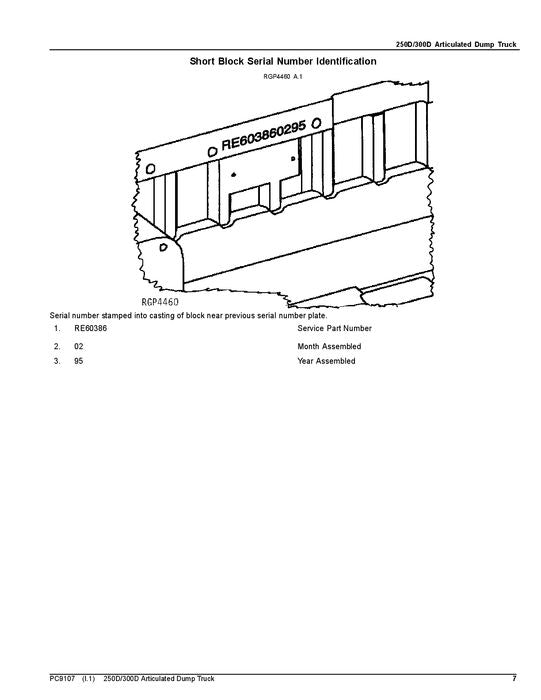 JOHN DEERE 250D 300D DUMP TRUCK PARTS CATALOG MANUAL #2