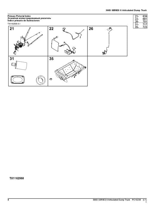 JOHN DEERE 300D SERIES II DUMP TRUCK PARTS CATALOG MANUAL #1