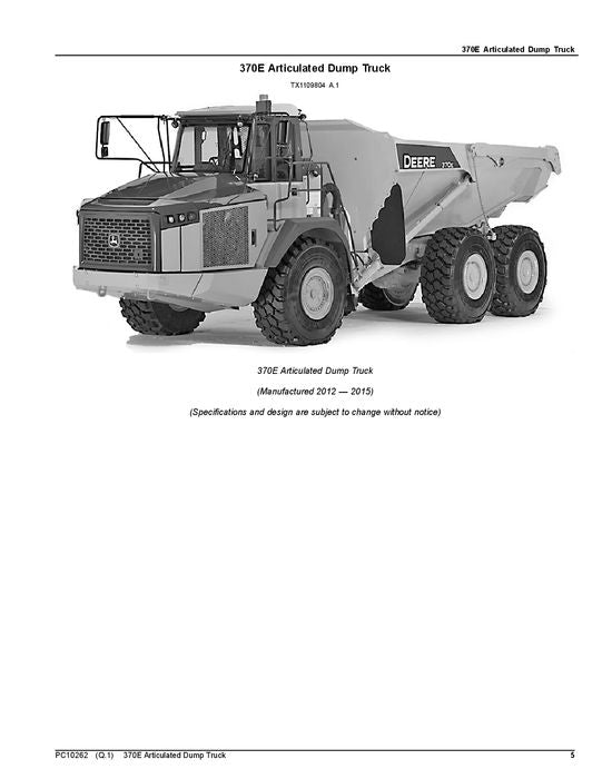 JOHN DEERE 370E MULDENKIPPER ERSATZTEILKATALOGHANDBUCH #2