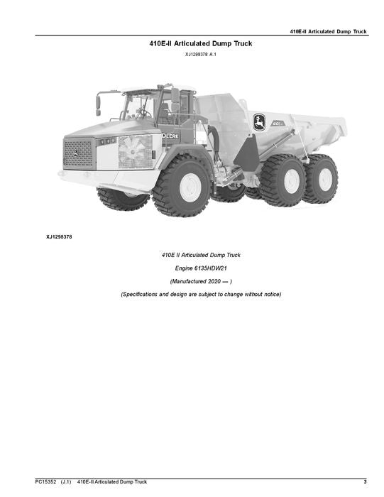 JOHN DEERE 410E DUMP TRUCK PARTS CATALOG MANUAL #5