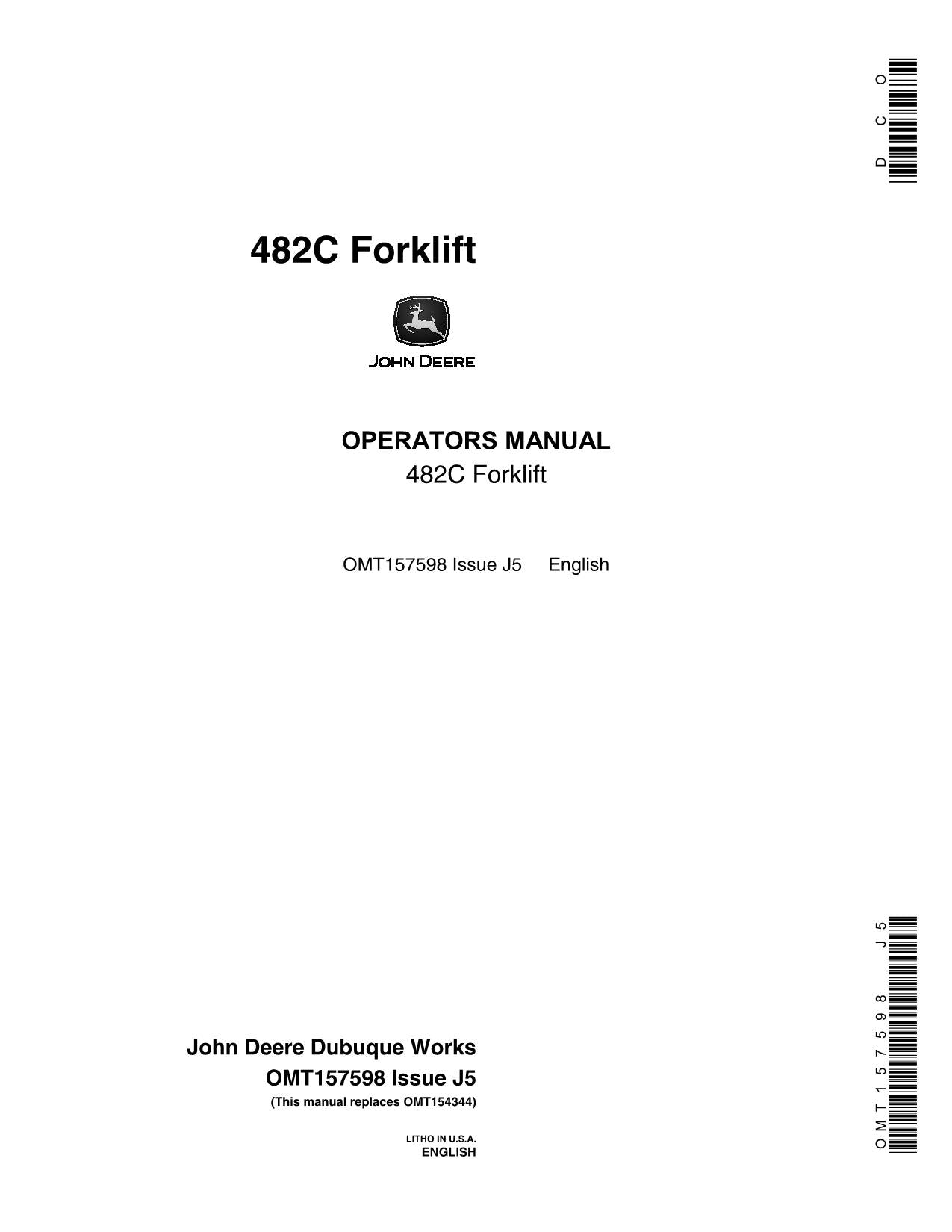 JOHN DEERE 482C FORKLIFT OPERATORS MANUAL