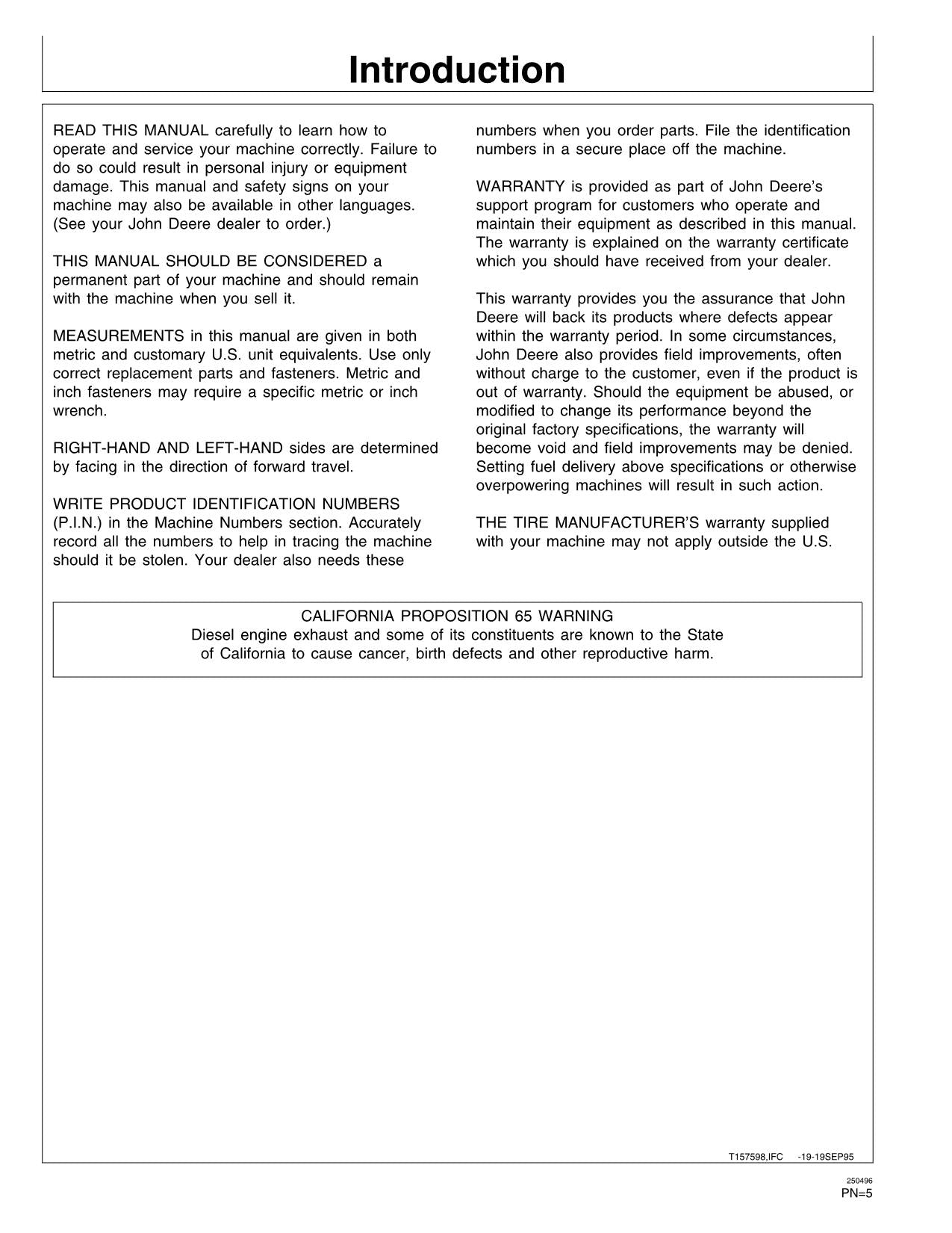 JOHN DEERE 482C FORKLIFT OPERATORS MANUAL