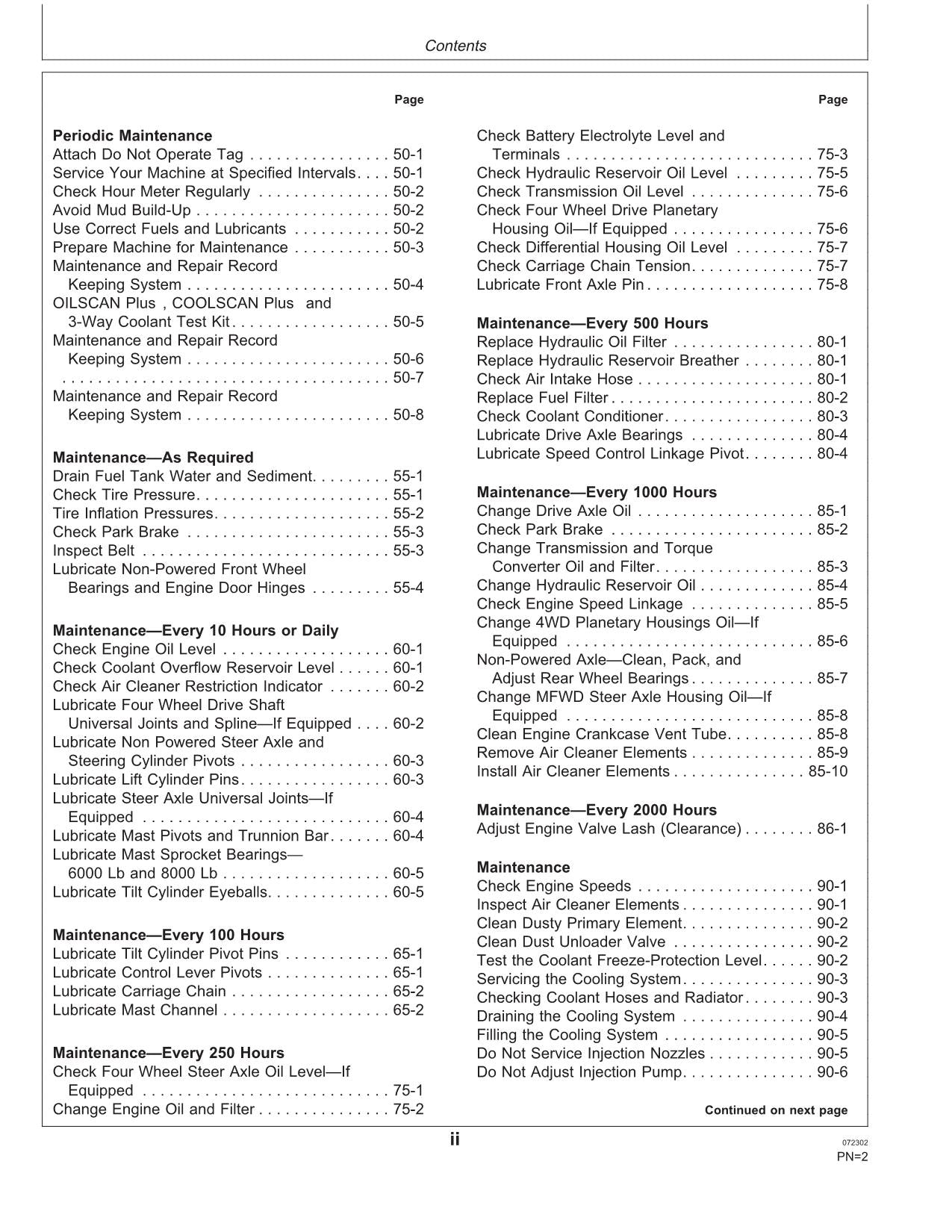 JOHN DEERE 485E 486E 488E FORKLIFT OPERATORS MANUAL