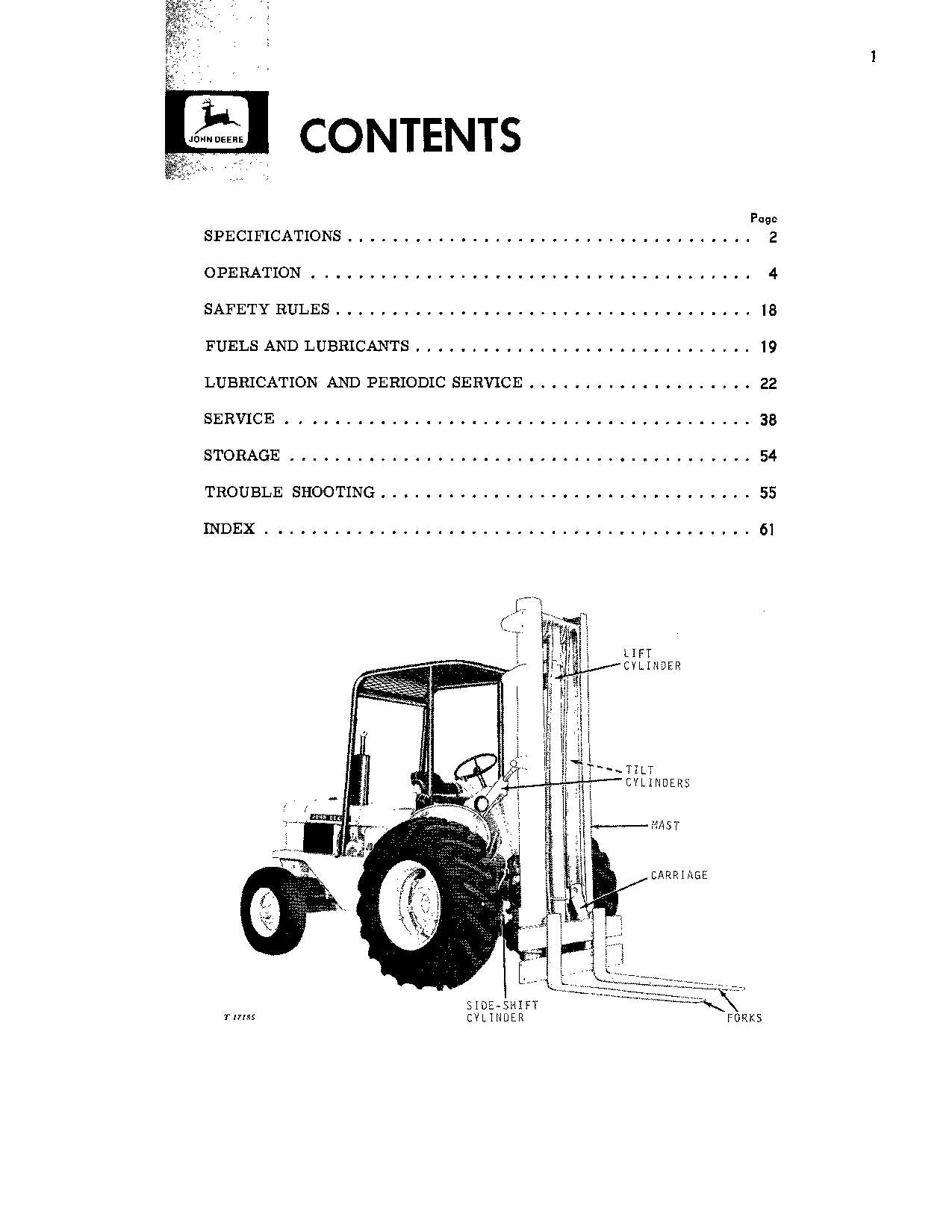 JOHN DEERE 480 FORKLIFT OPERATORS MANUAL