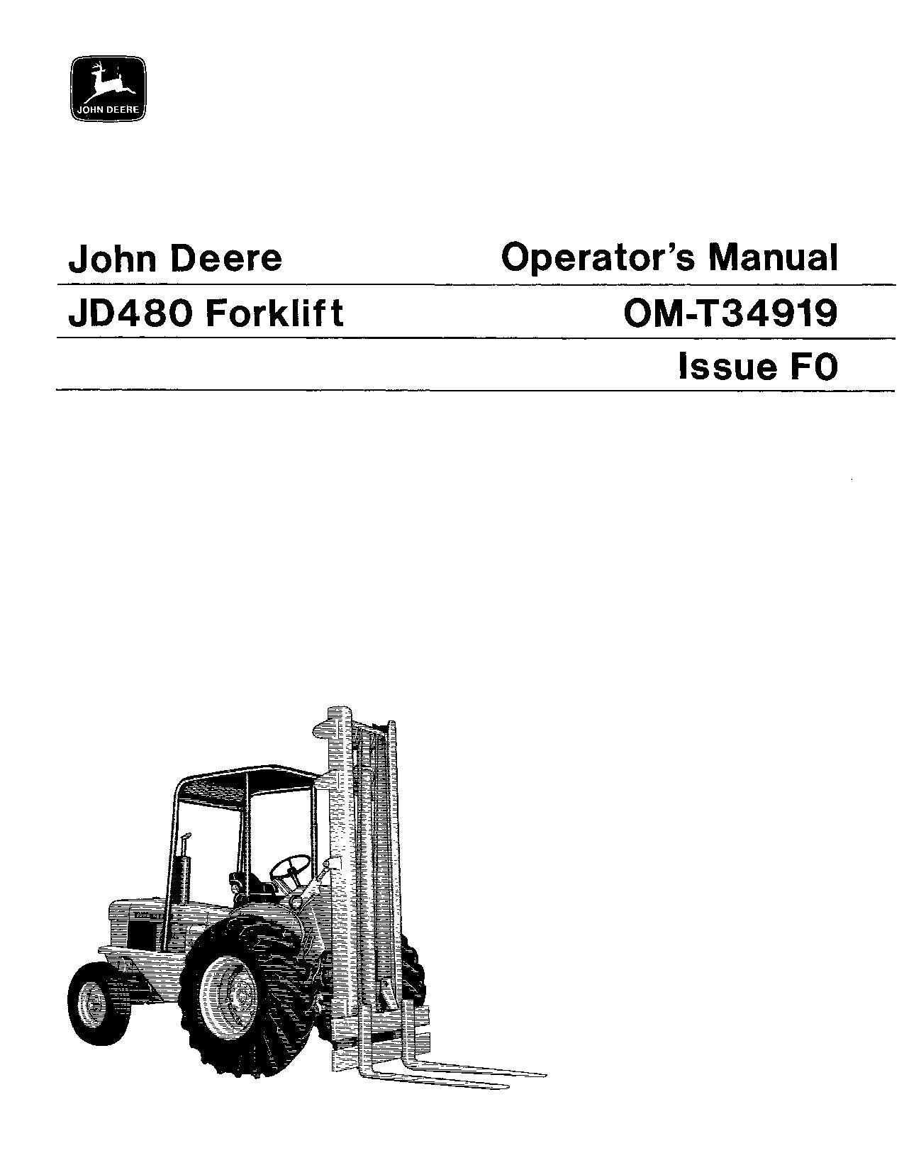 JOHN DEERE 480 FORKLIFT OPERATORS MANUAL