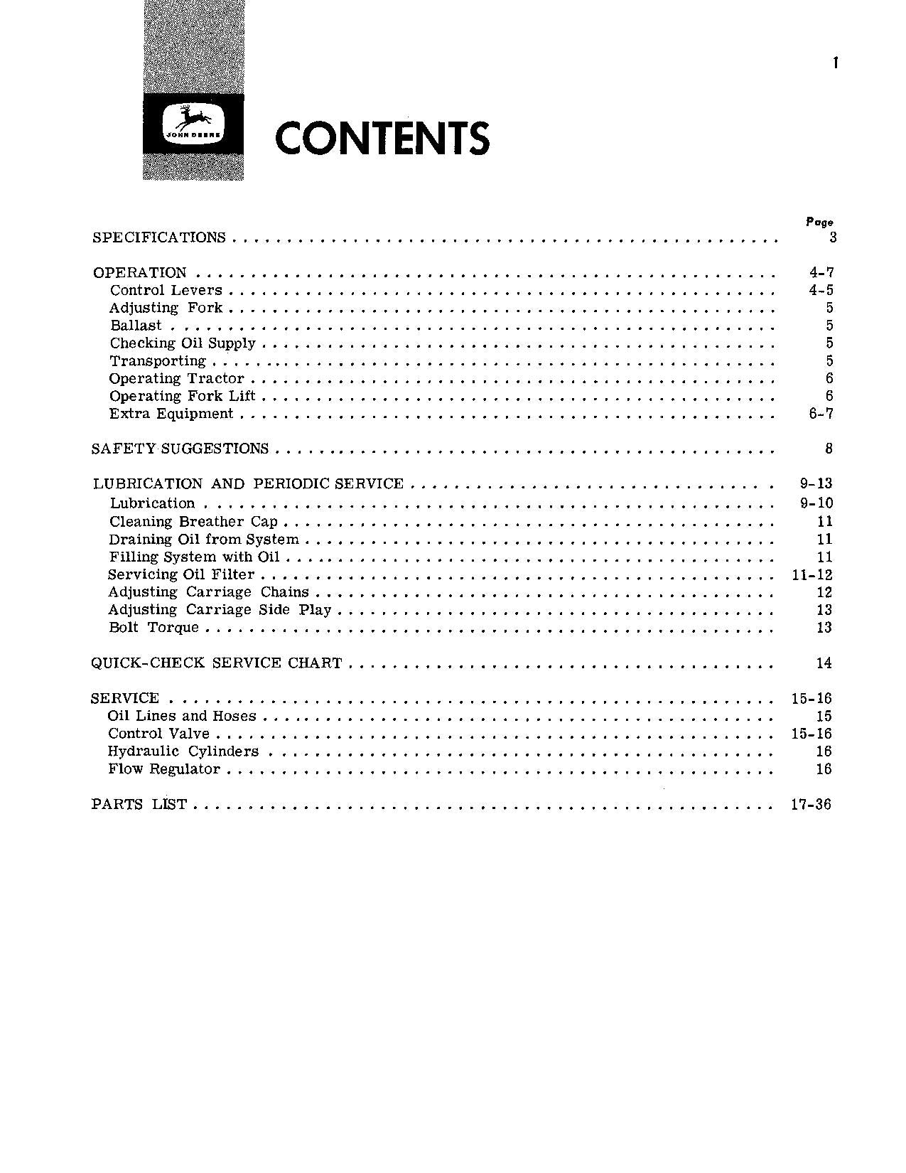 JOHN DEERE 30 FORKLIFT OPERATORS MANUAL