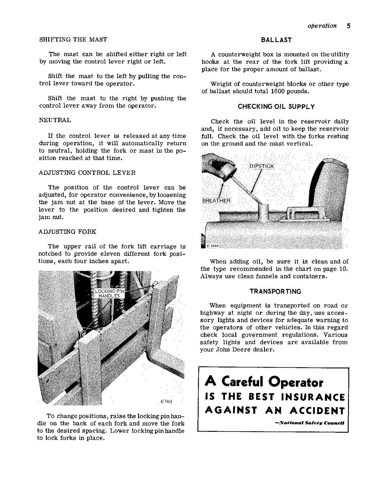 JOHN DEERE 30 FORKLIFT OPERATORS MANUAL