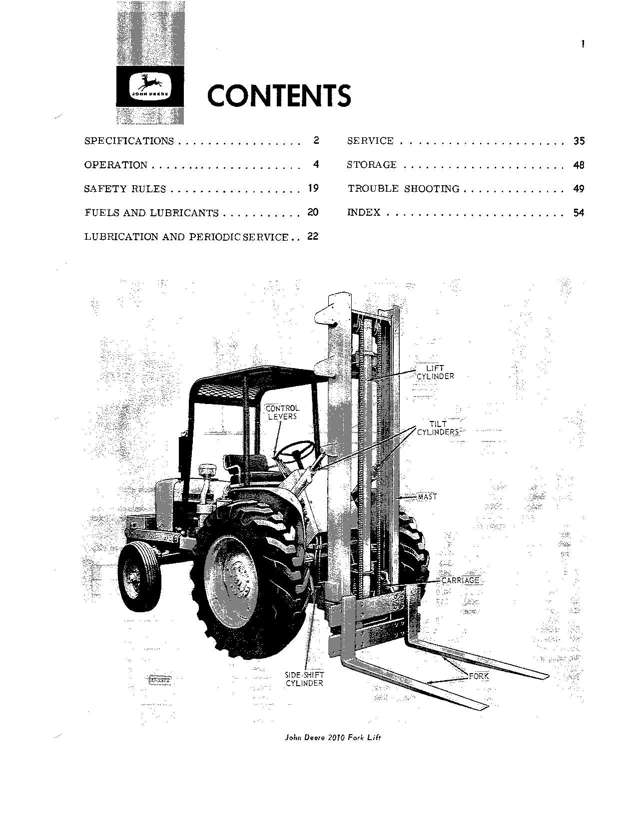 JOHN DEERE 2010 GABELSTAPLER-BEDIENUNGSANLEITUNG