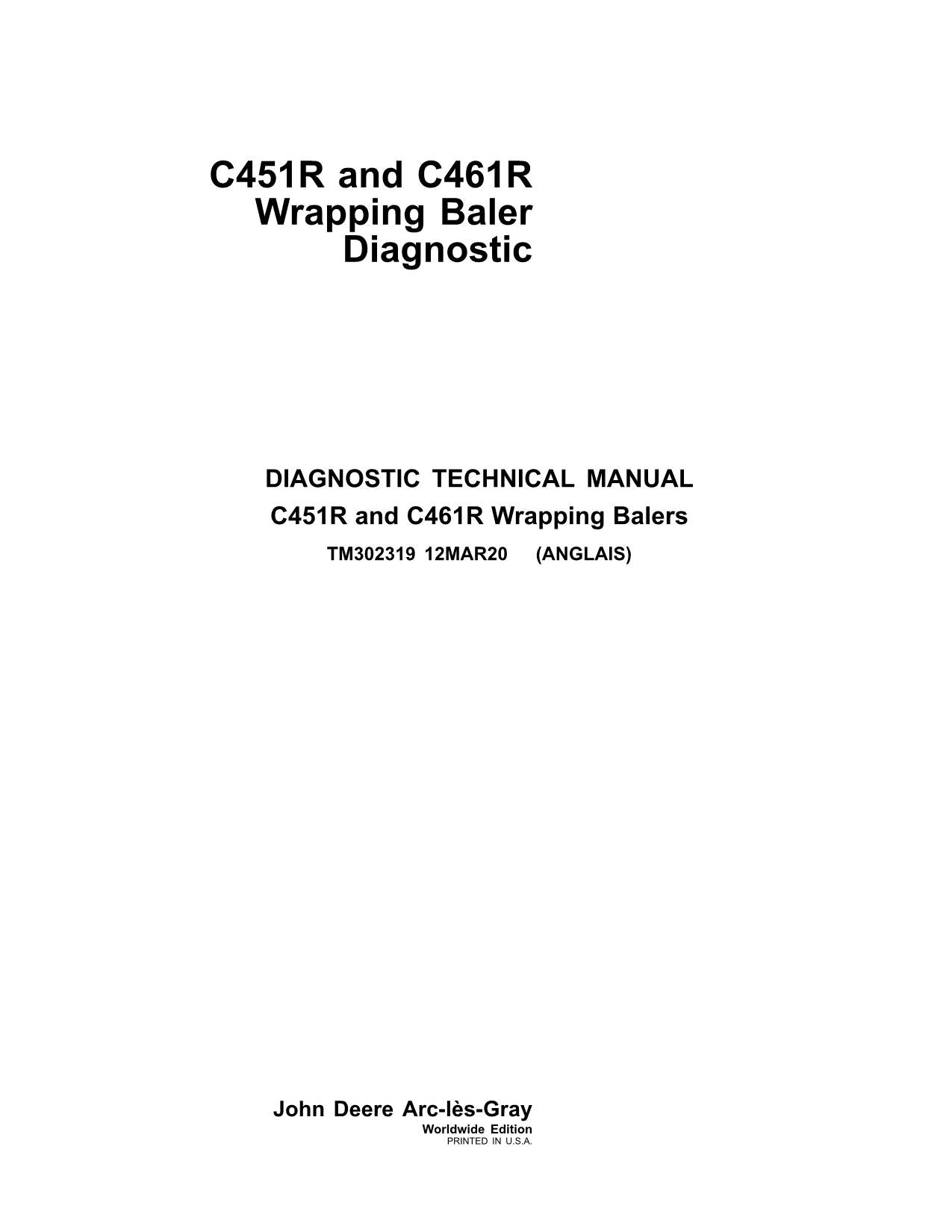 JOHN DEERE C451R C461R WRAPPING BALER DIAGNOSTIC SERVICE MANUAL