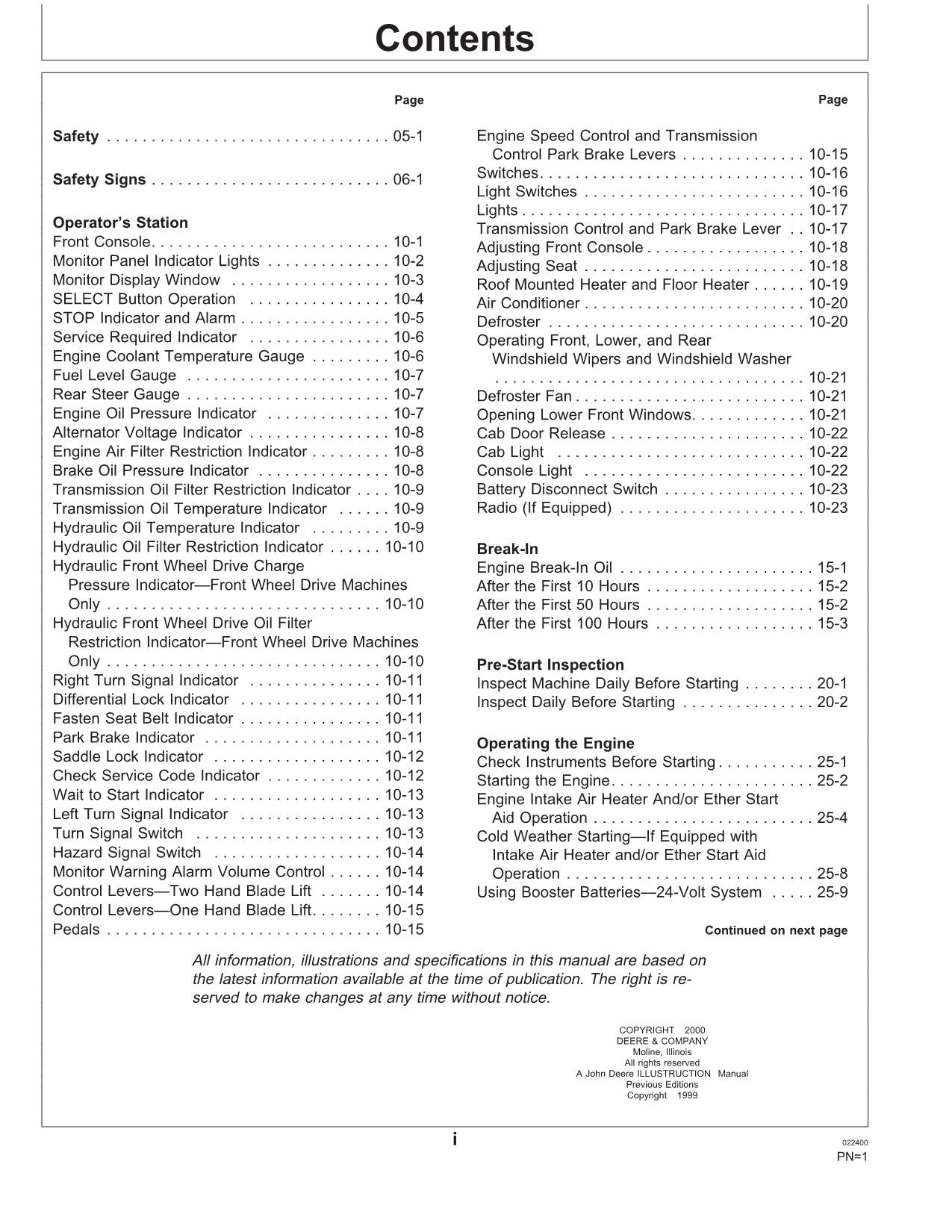 JOHN DEERE 670C 670CH 672CH MOTOR GRADER OPERATORS MANUAL