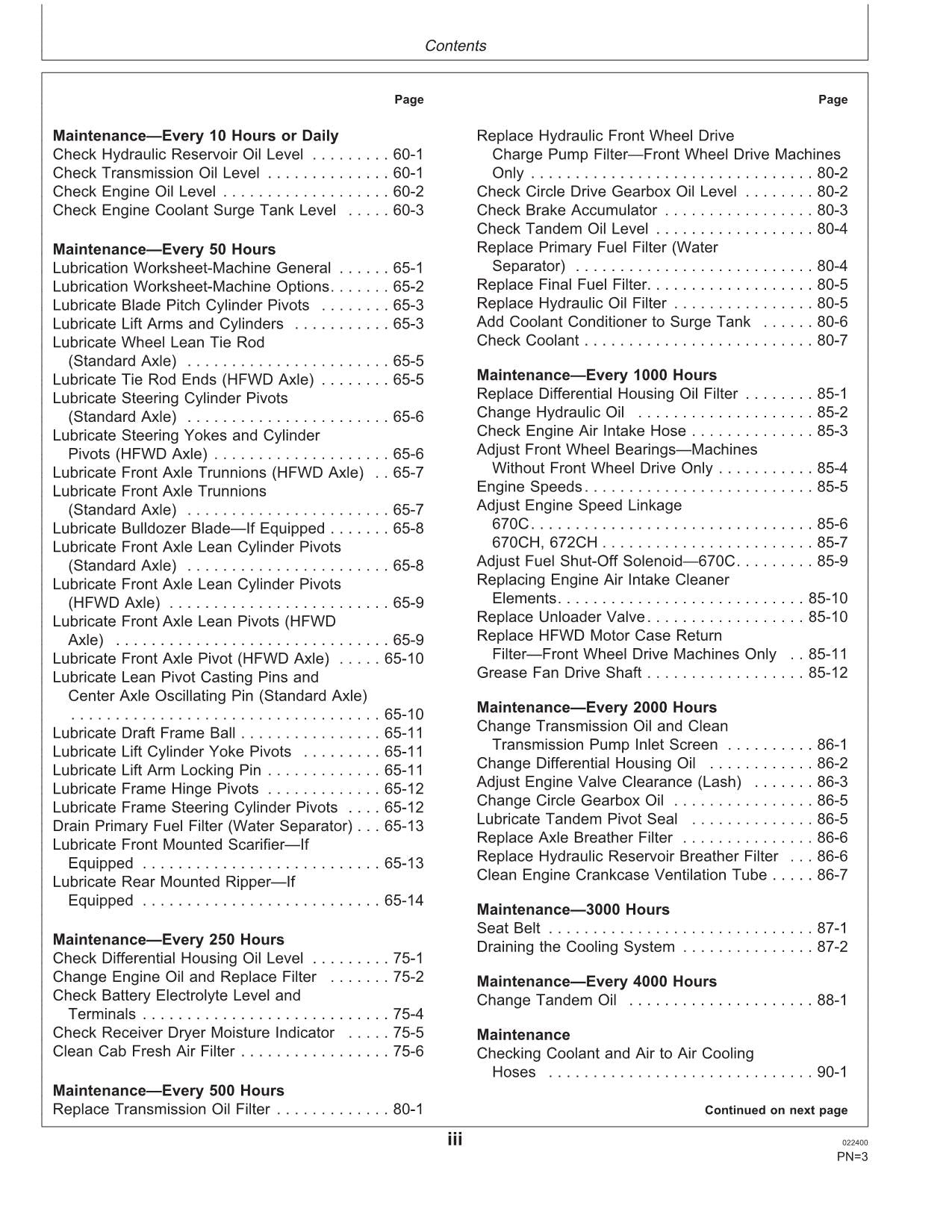 JOHN DEERE 670C 670CH 672CH MOTOR GRADER OPERATORS MANUAL