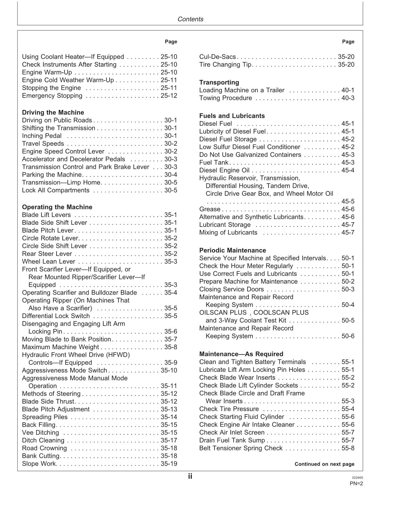 JOHN DEERE 670C 670CH 672CH MOTOR GRADER OPERATORS MANUAL