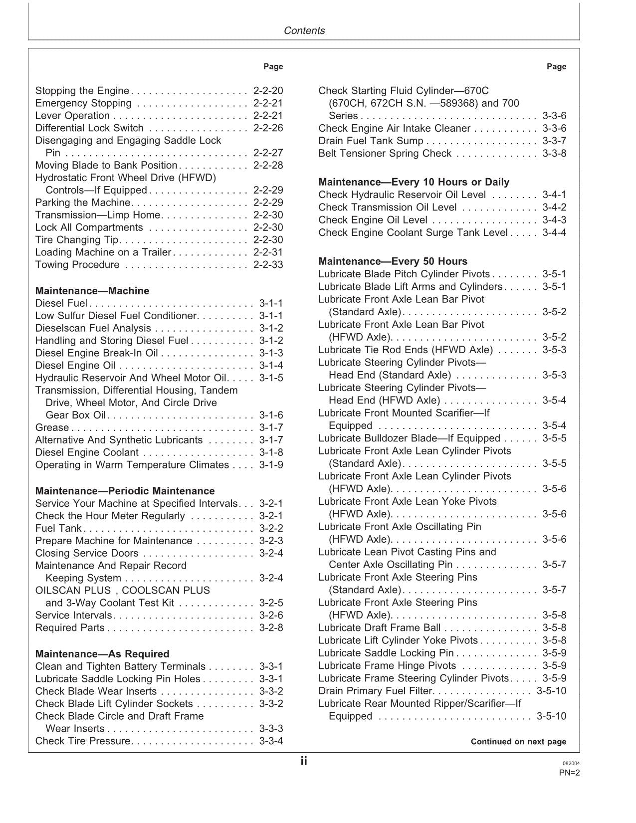 JOHN DEERE 670CII 670CHII 672CHII 770CII 770CHII MOTOR GRADER OPERATORS MANUAL