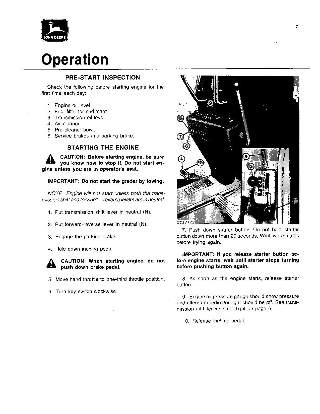 JOHN DEERE 570A MOTOR GRADER OPERATORS MANUAL #2