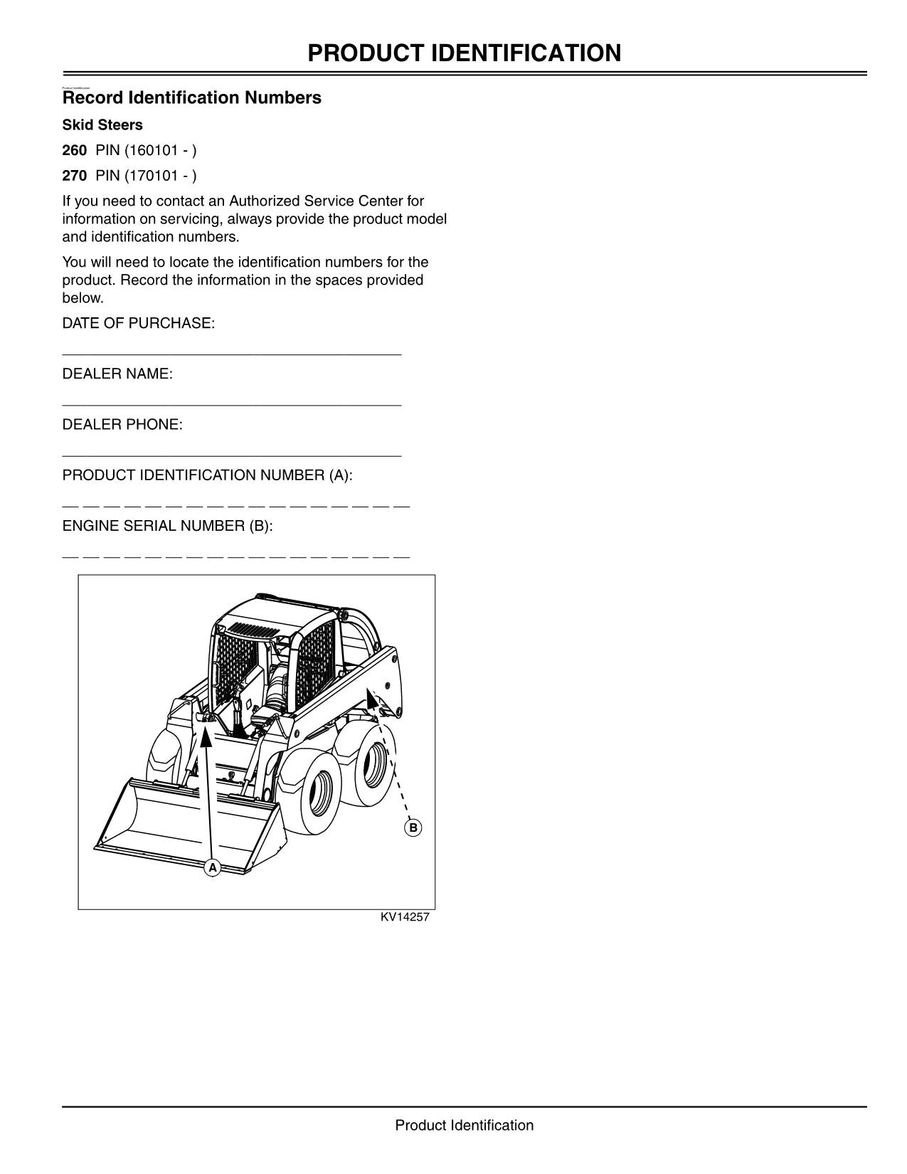 JOHN DEERE 260 270 SKID STEER OPERATORS MANUAL #1