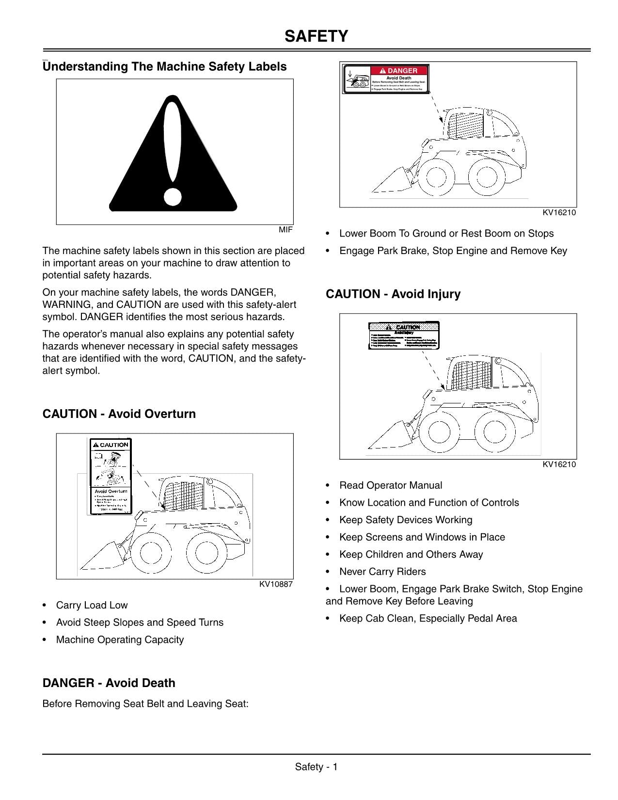 JOHN DEERE 260 270 SKID STEER OPERATORS MANUAL #1