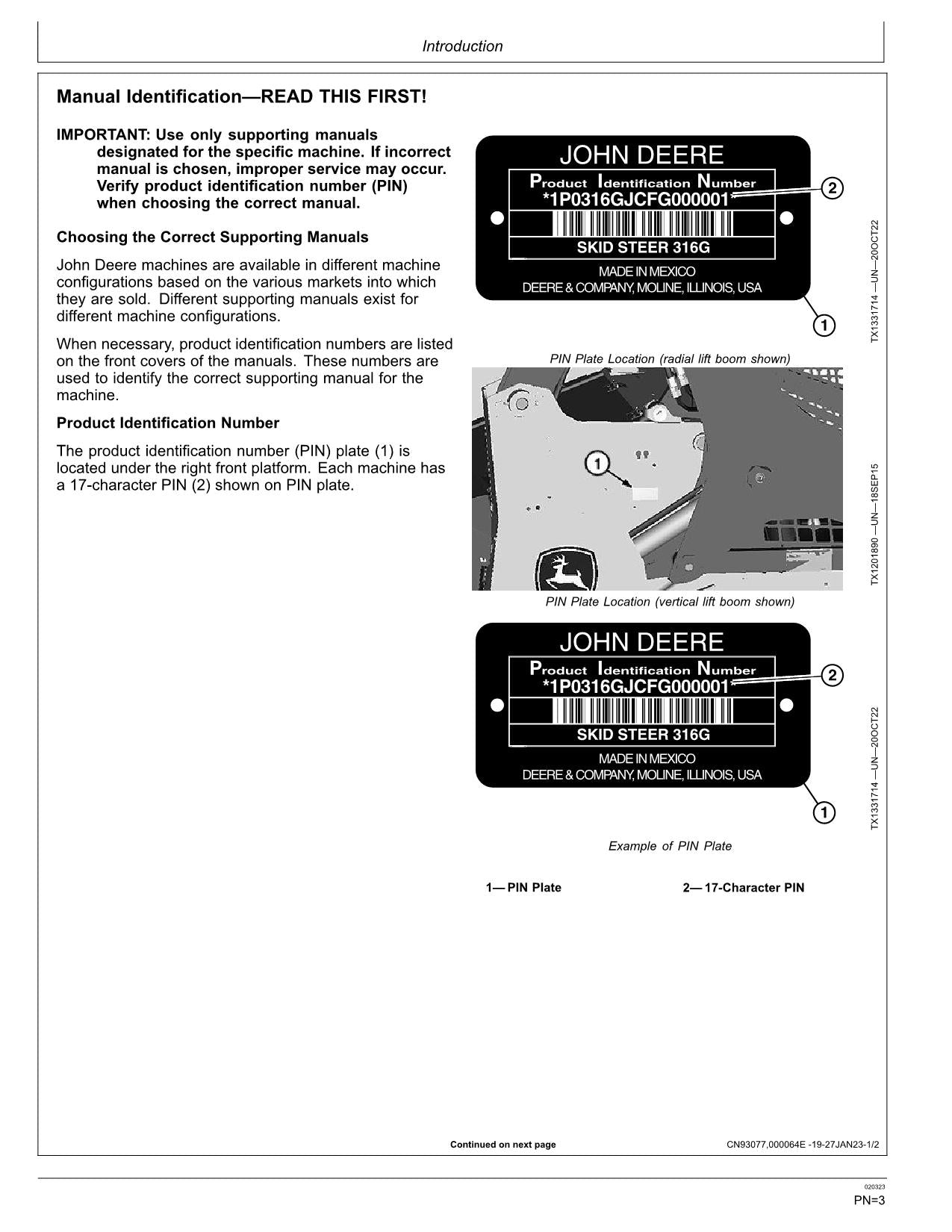 JOHN DEERE 316GR 318G SKID STEER OPERATORS MANUAL +BONUS